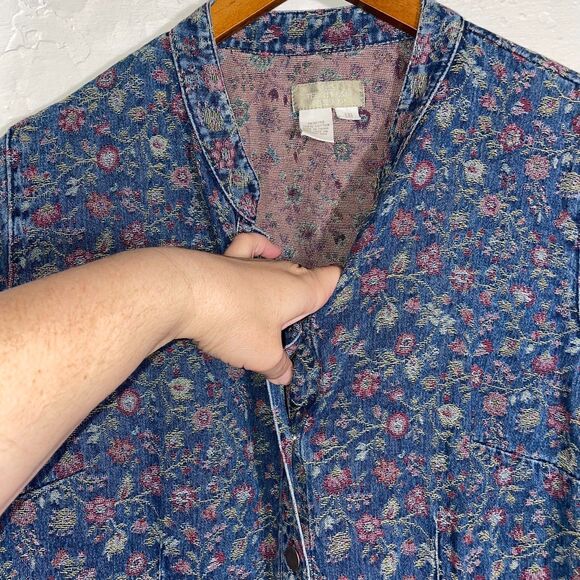 Women’s Denim Shirt Dress Floral Print Cotton Sz 10 The Territory Ahead - Picture 4 of 10
